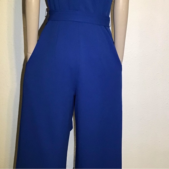 Calvin Klein blue cropped belted jumpsuit size 8 - Picture 2 of 7